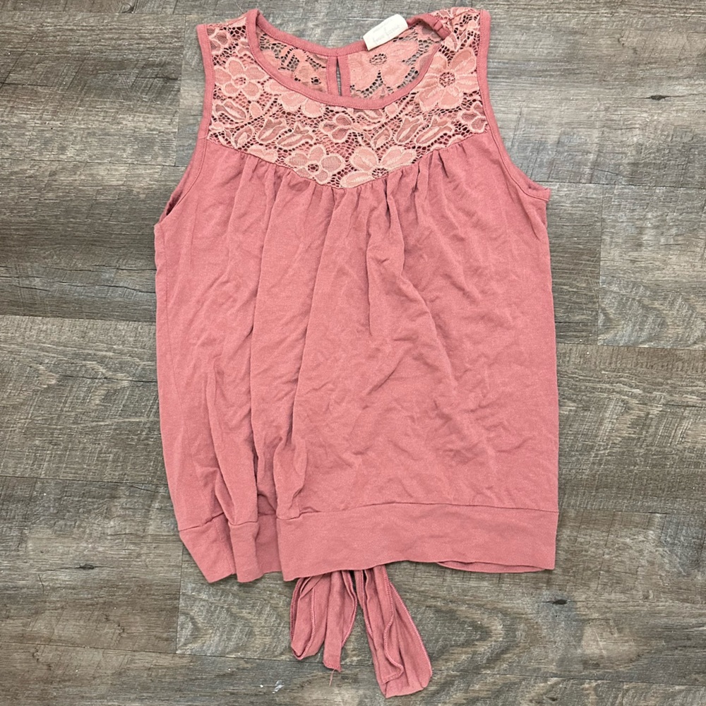 Women’s Light Pink Mauve Rose Blush Sleeveless Floral Print Tank Top- Size Small
